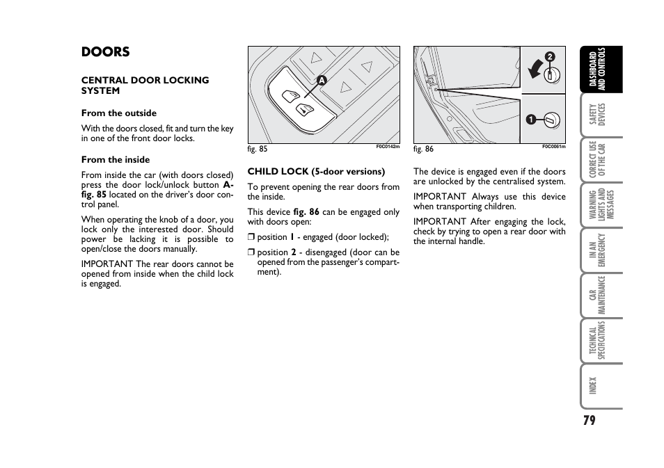 Doors | FIAT Stilo User Manual | Page 80 / 274