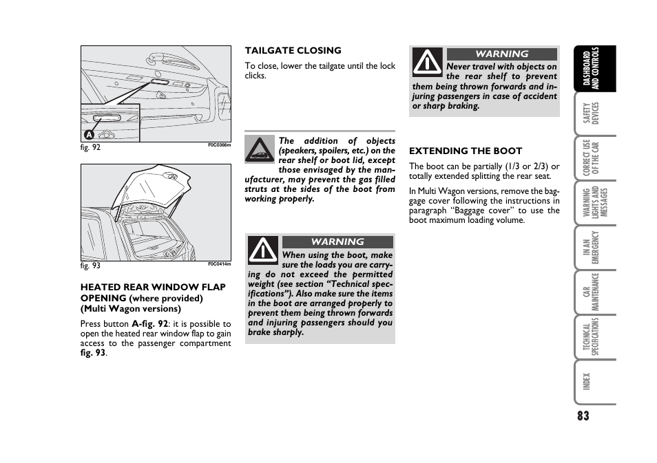 FIAT Stilo User Manual | Page 84 / 274