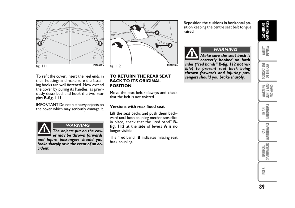 FIAT Stilo User Manual | Page 90 / 274