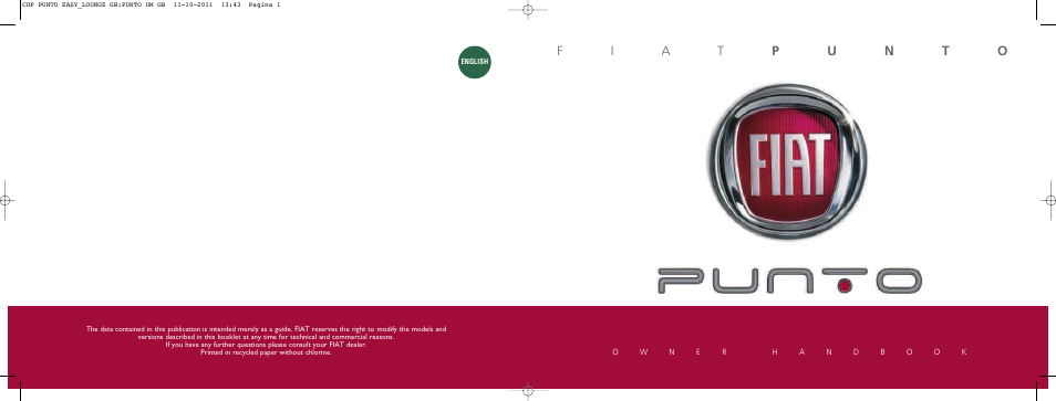 FIAT Punto 2012 User Manual | 267 pages