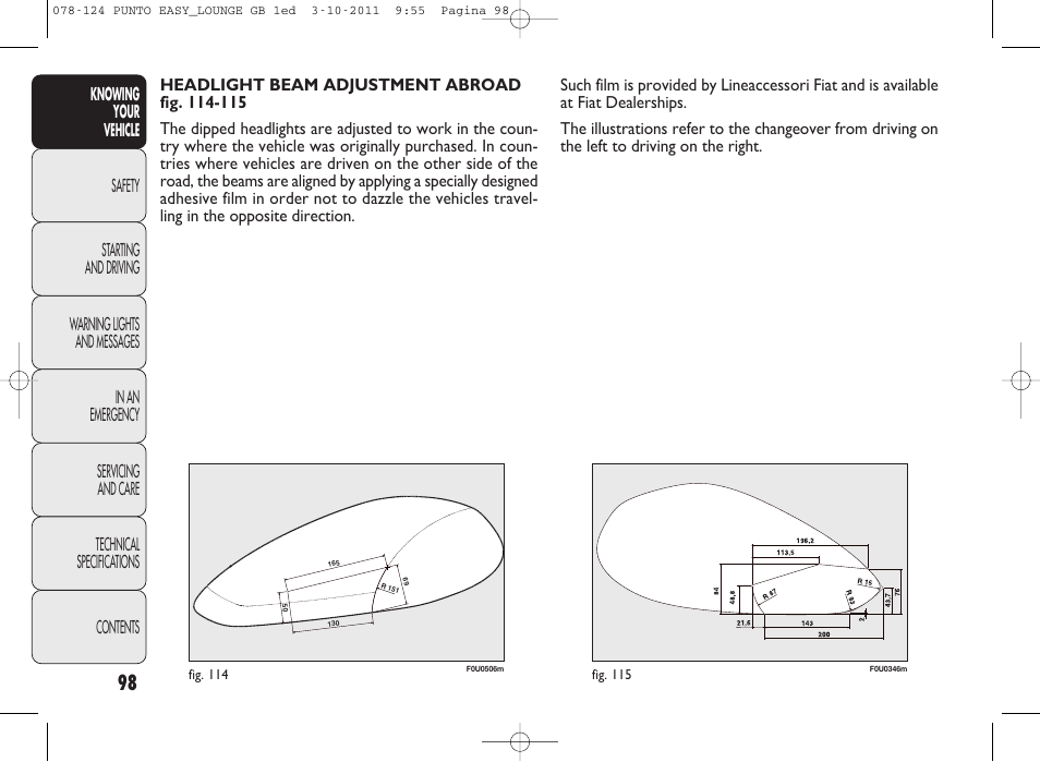 FIAT Punto 2012 User Manual | Page 100 / 267