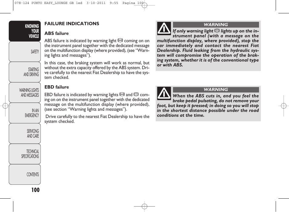 FIAT Punto 2012 User Manual | Page 102 / 267