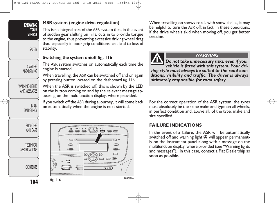 FIAT Punto 2012 User Manual | Page 106 / 267