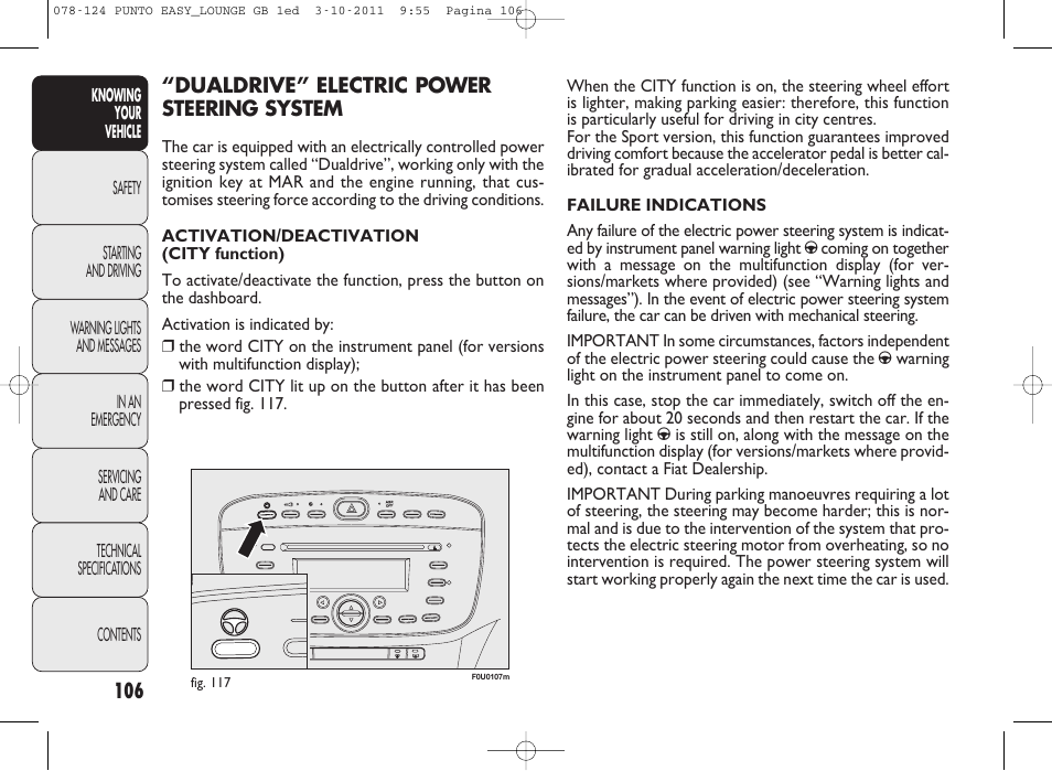 FIAT Punto 2012 User Manual | Page 108 / 267