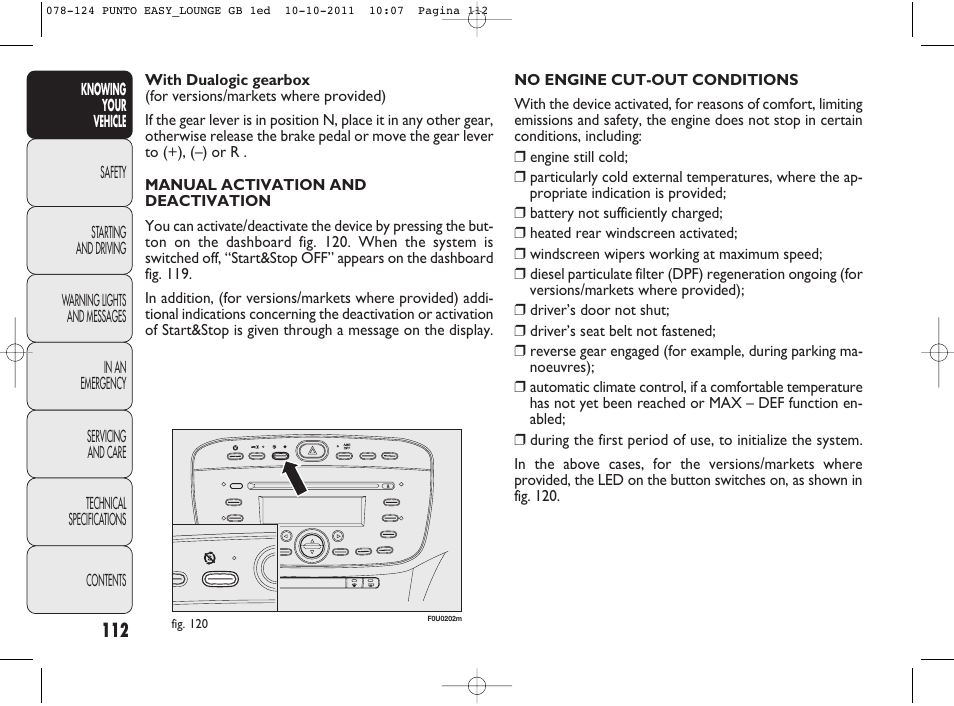 FIAT Punto 2012 User Manual | Page 114 / 267