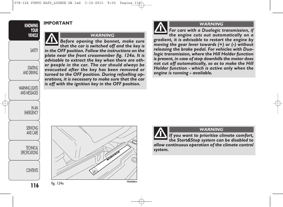 FIAT Punto 2012 User Manual | Page 118 / 267