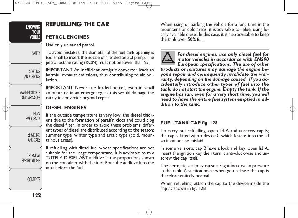 FIAT Punto 2012 User Manual | Page 124 / 267