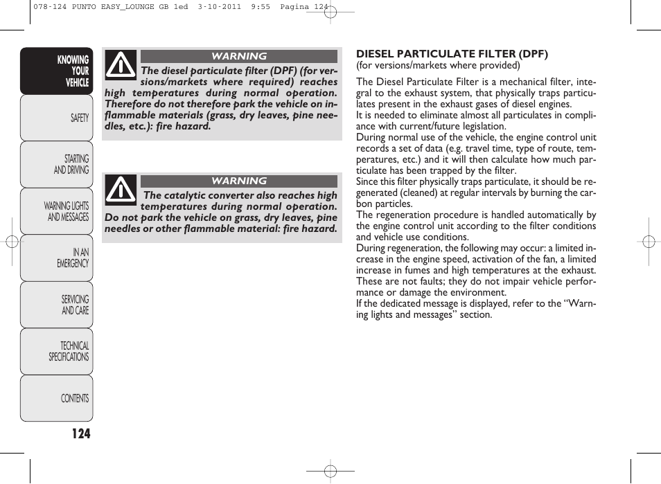 FIAT Punto 2012 User Manual | Page 126 / 267