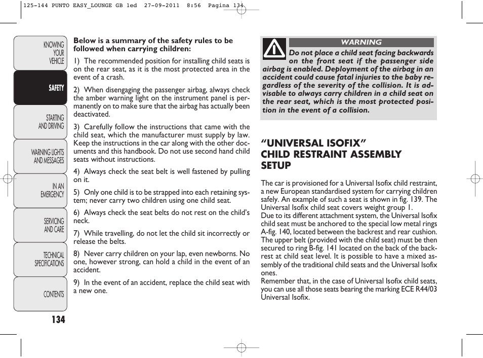 FIAT Punto 2012 User Manual | Page 136 / 267