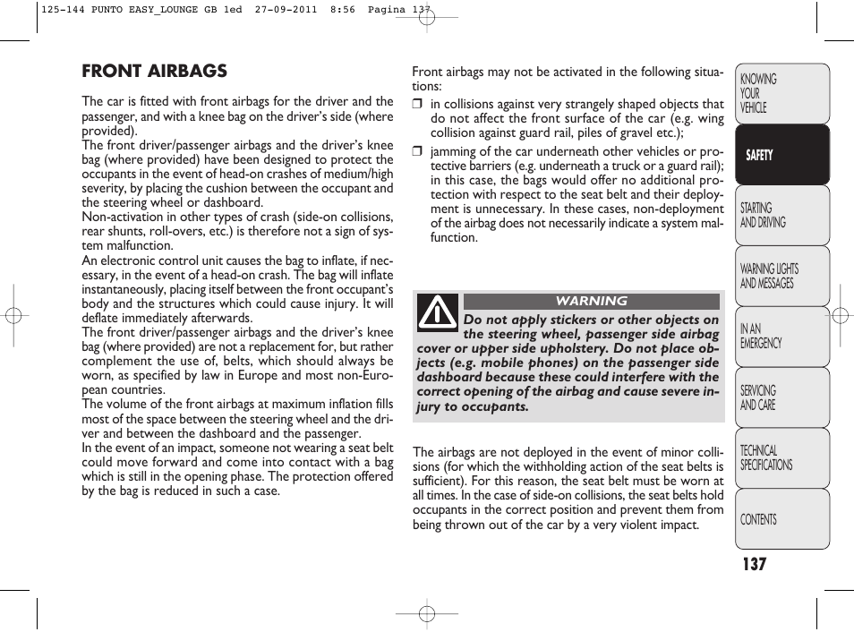 FIAT Punto 2012 User Manual | Page 139 / 267