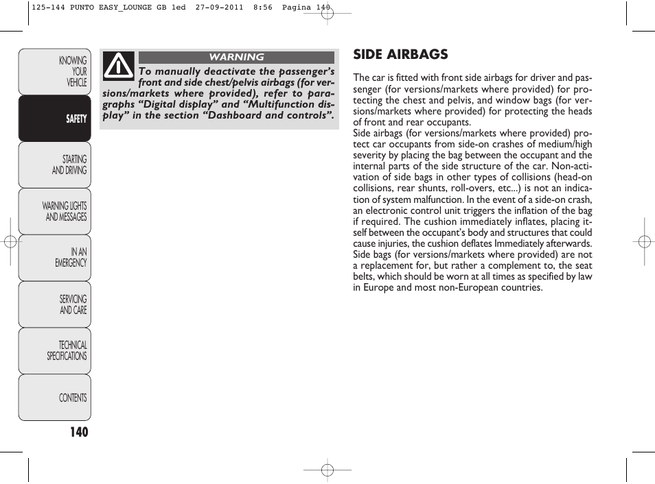 FIAT Punto 2012 User Manual | Page 142 / 267