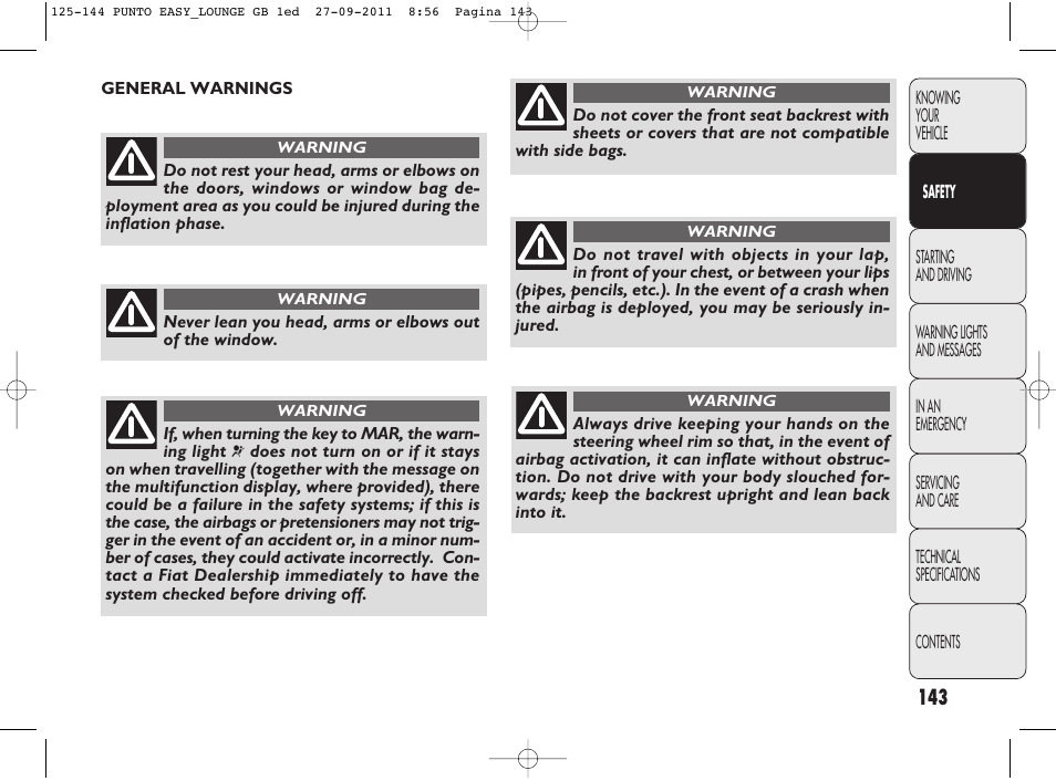 FIAT Punto 2012 User Manual | Page 145 / 267