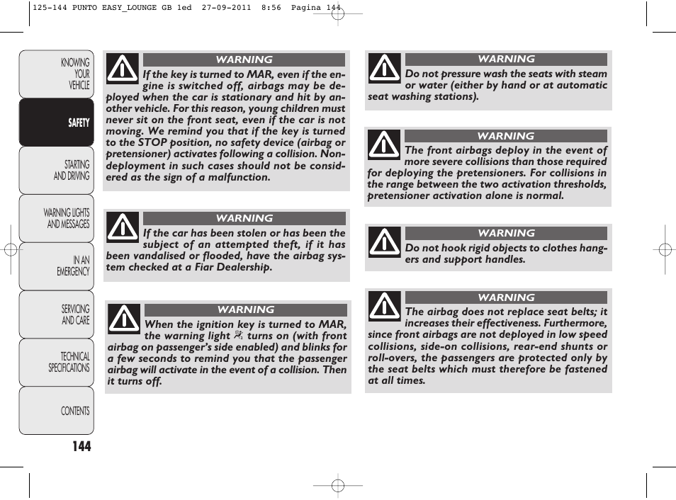 FIAT Punto 2012 User Manual | Page 146 / 267