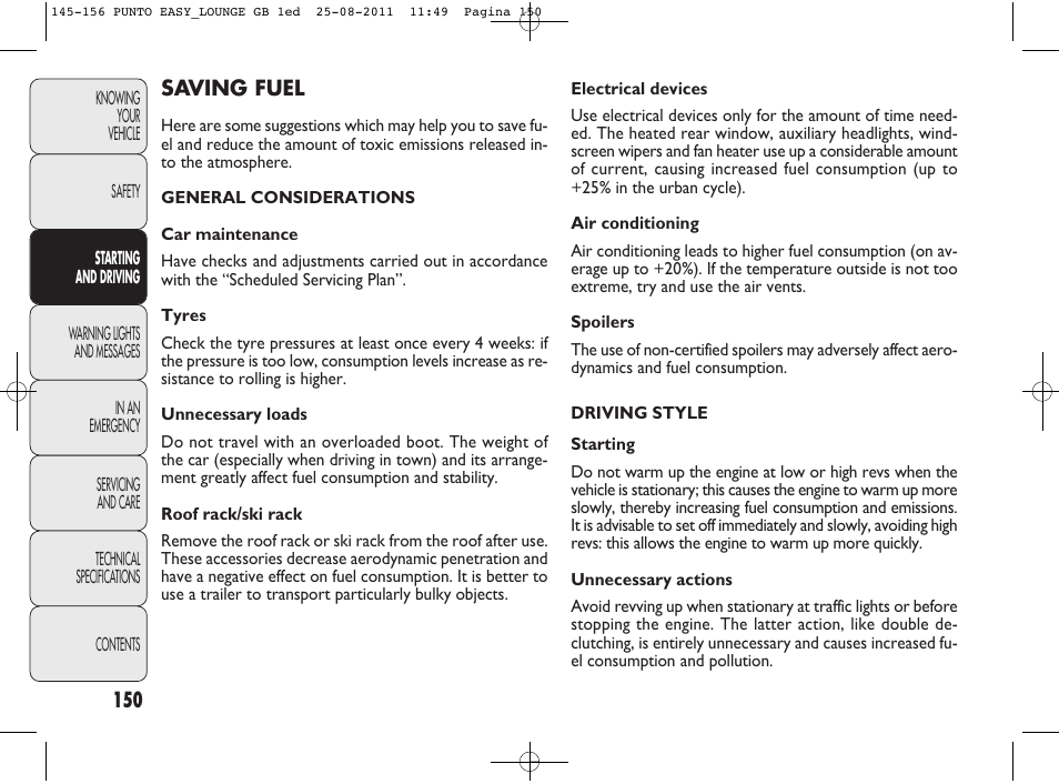 FIAT Punto 2012 User Manual | Page 152 / 267