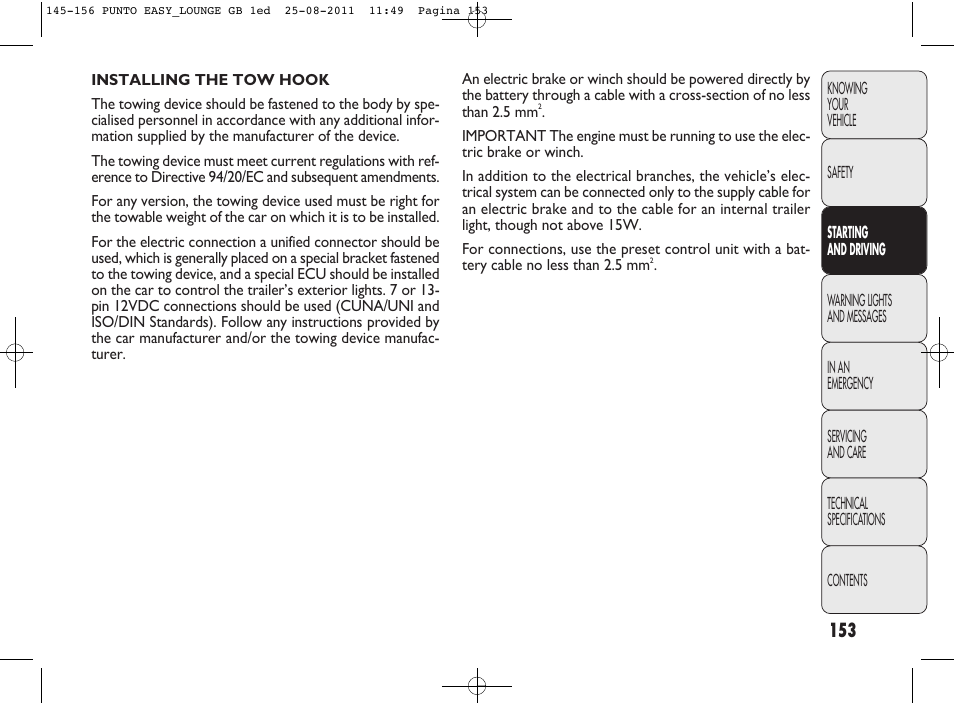 FIAT Punto 2012 User Manual | Page 155 / 267