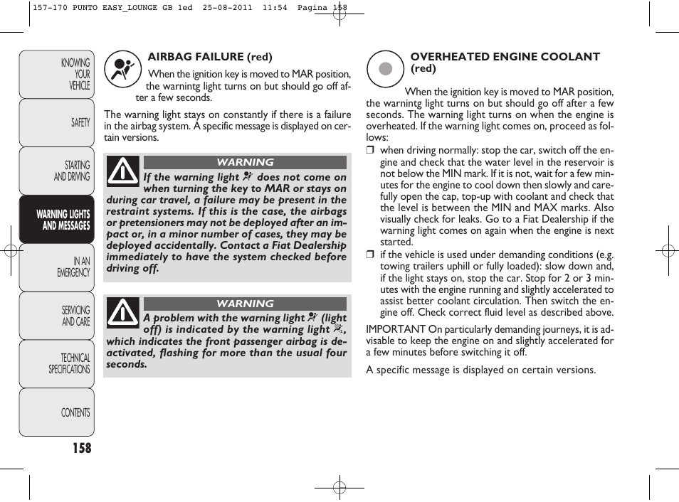 FIAT Punto 2012 User Manual | Page 160 / 267