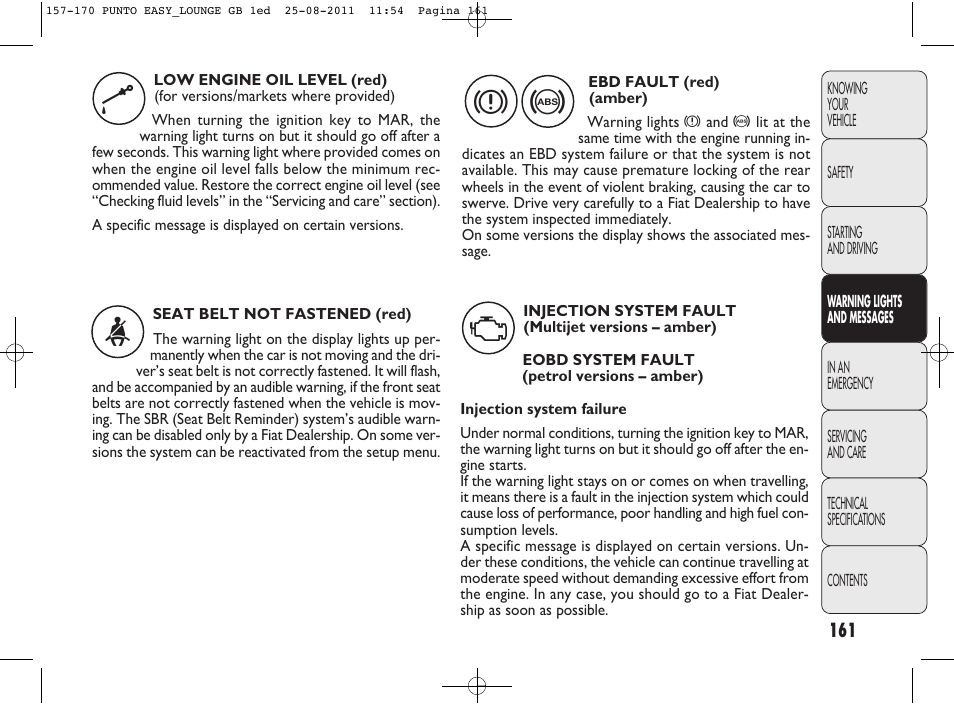 FIAT Punto 2012 User Manual | Page 163 / 267