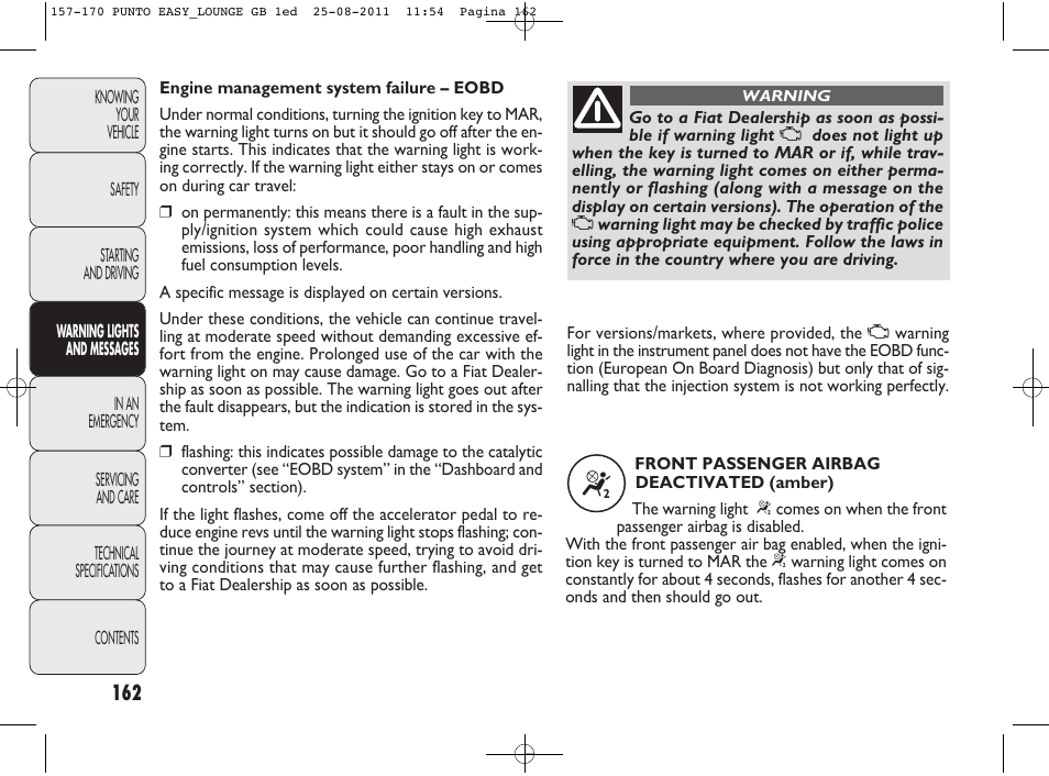 FIAT Punto 2012 User Manual | Page 164 / 267