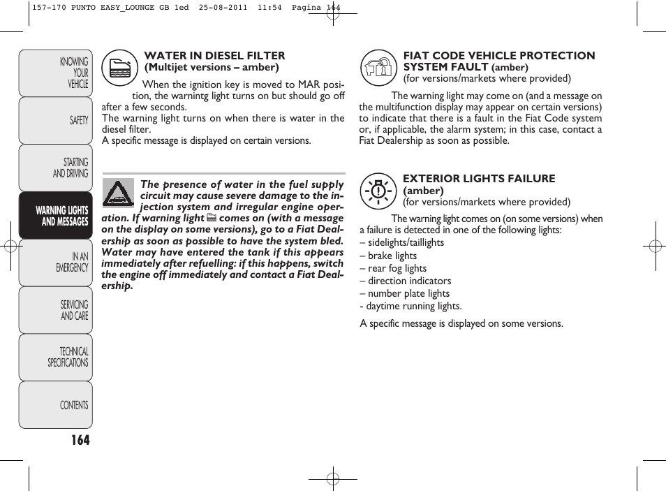 FIAT Punto 2012 User Manual | Page 166 / 267