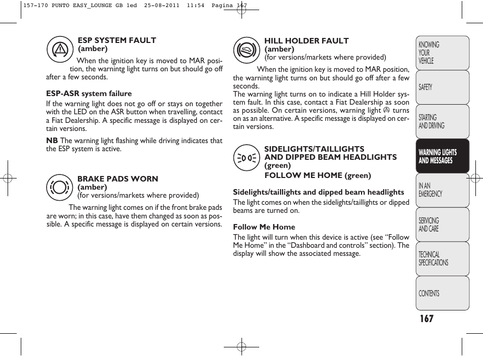 FIAT Punto 2012 User Manual | Page 169 / 267