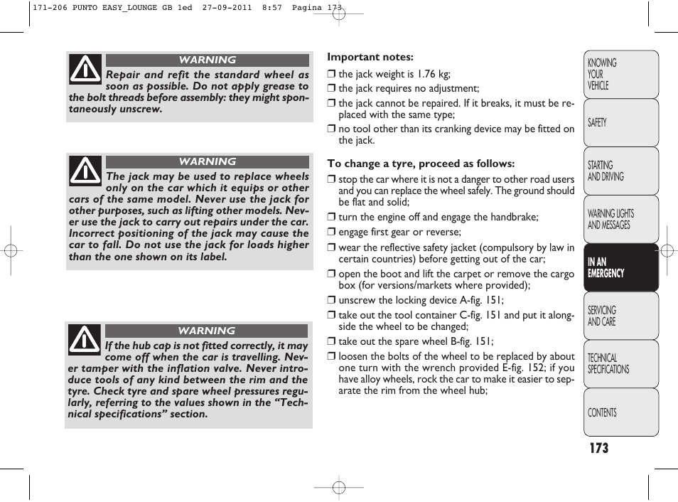 FIAT Punto 2012 User Manual | Page 175 / 267