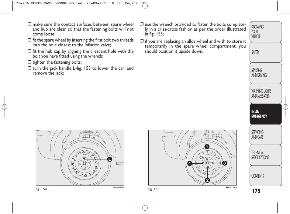 FIAT Punto 2012 User Manual | Page 177 / 267