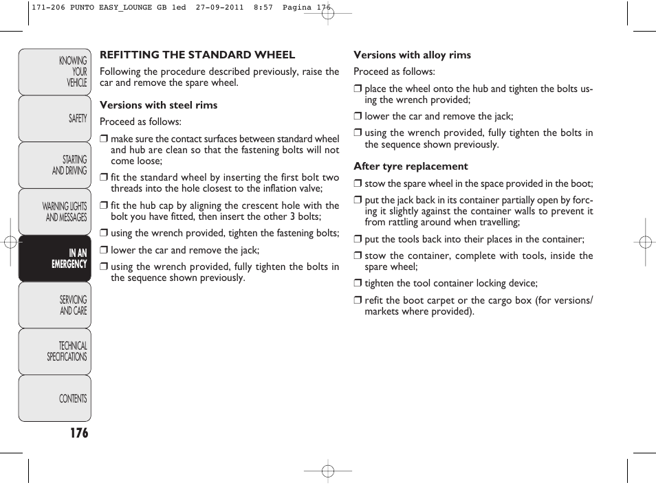 FIAT Punto 2012 User Manual | Page 178 / 267