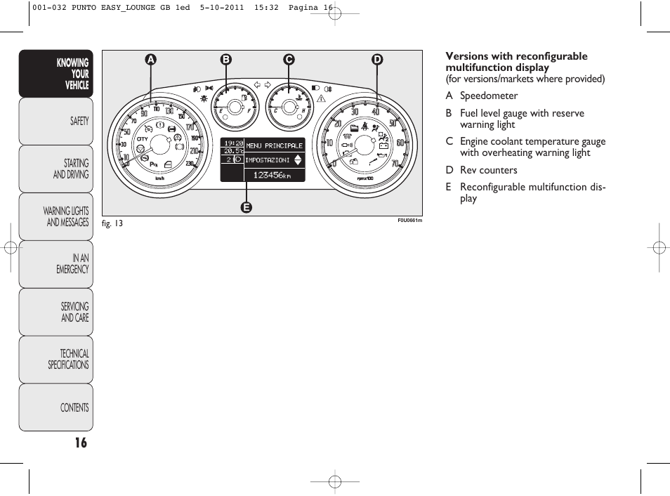 FIAT Punto 2012 User Manual | Page 18 / 267