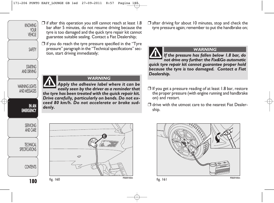 FIAT Punto 2012 User Manual | Page 182 / 267