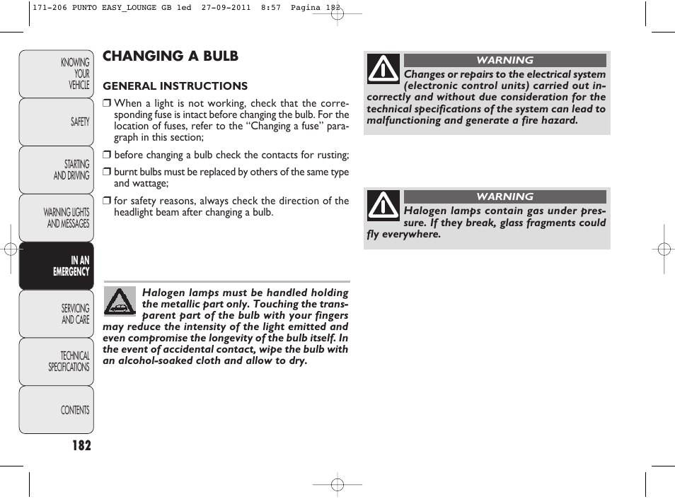 FIAT Punto 2012 User Manual | Page 184 / 267