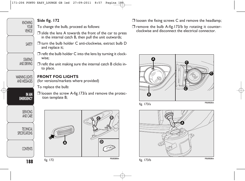 FIAT Punto 2012 User Manual | Page 190 / 267