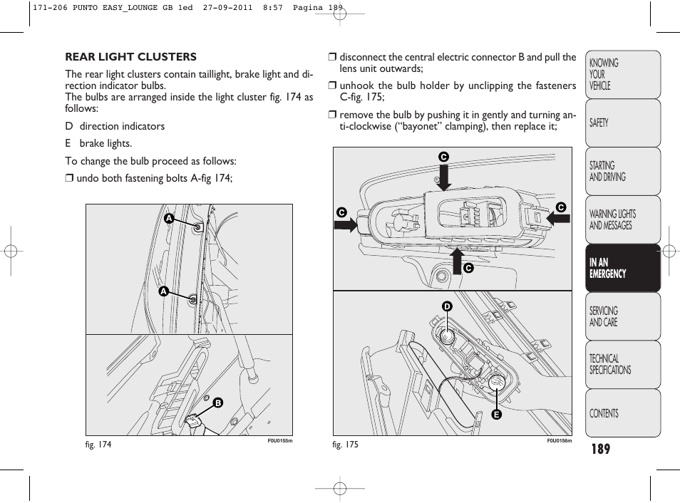 FIAT Punto 2012 User Manual | Page 191 / 267