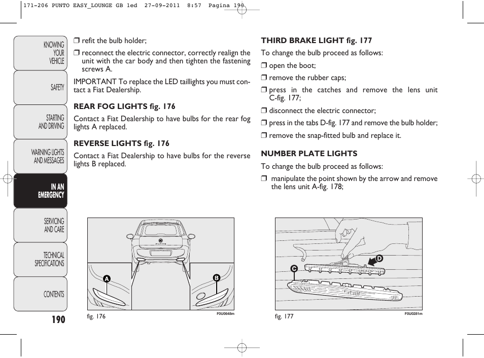 FIAT Punto 2012 User Manual | Page 192 / 267