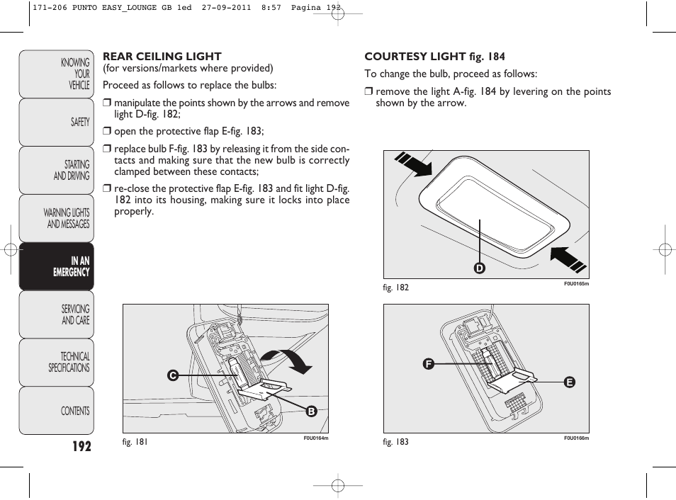 FIAT Punto 2012 User Manual | Page 194 / 267