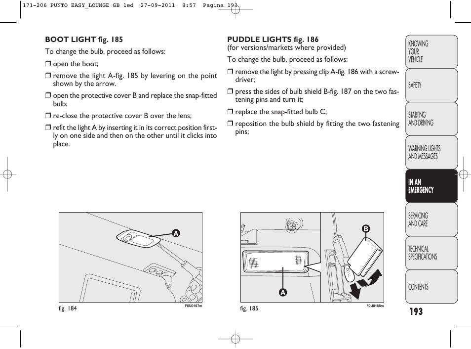 FIAT Punto 2012 User Manual | Page 195 / 267