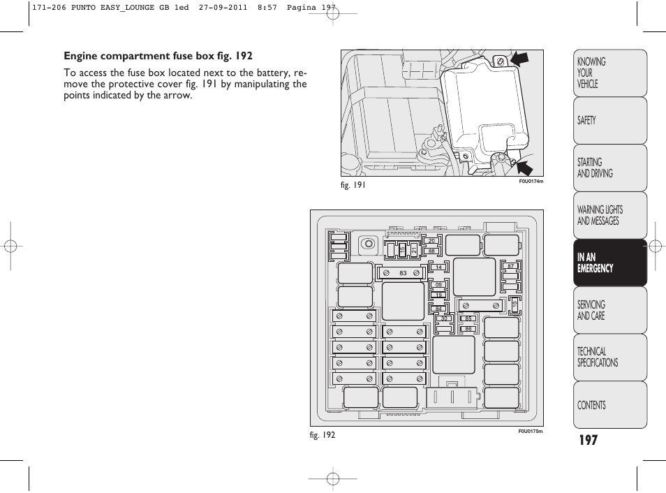 FIAT Punto 2012 User Manual | Page 199 / 267