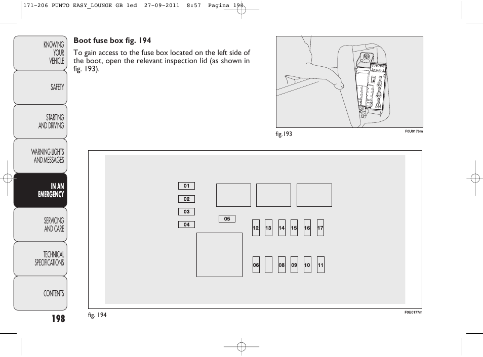 FIAT Punto 2012 User Manual | Page 200 / 267