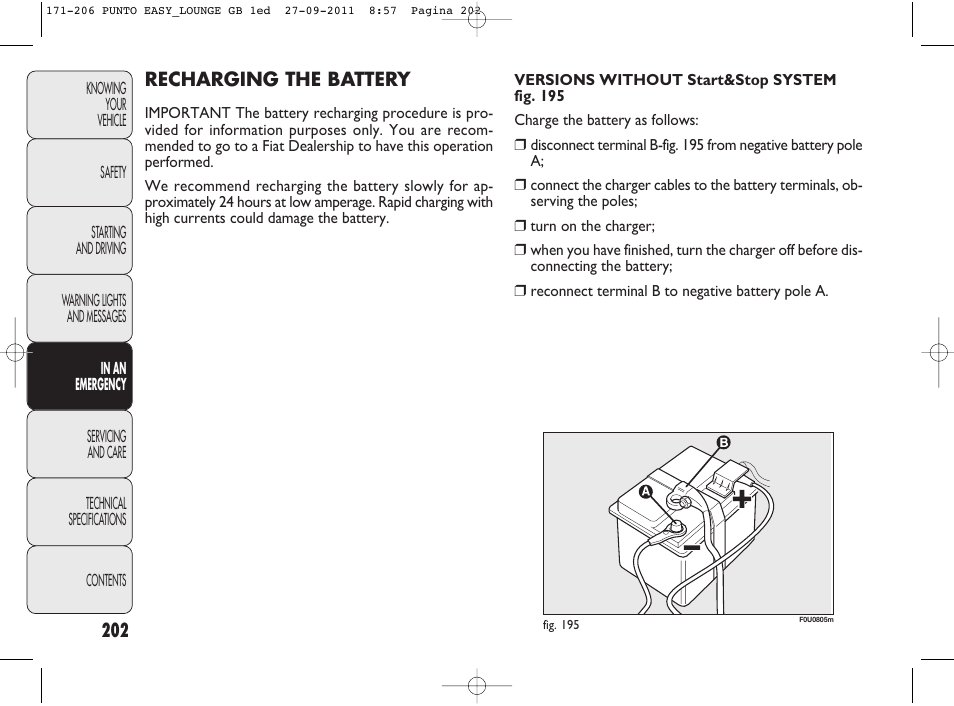 FIAT Punto 2012 User Manual | Page 204 / 267