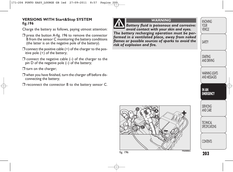 FIAT Punto 2012 User Manual | Page 205 / 267