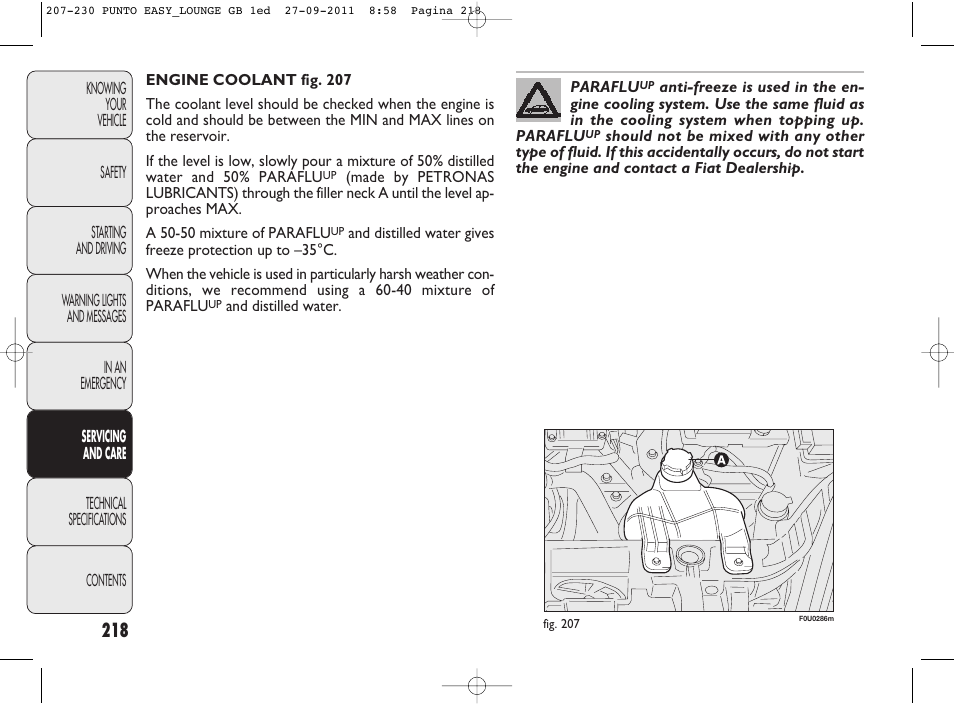 FIAT Punto 2012 User Manual | Page 220 / 267