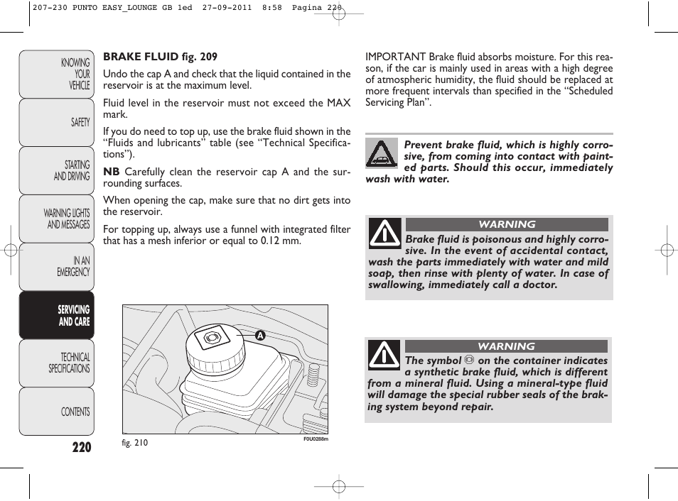 FIAT Punto 2012 User Manual | Page 222 / 267