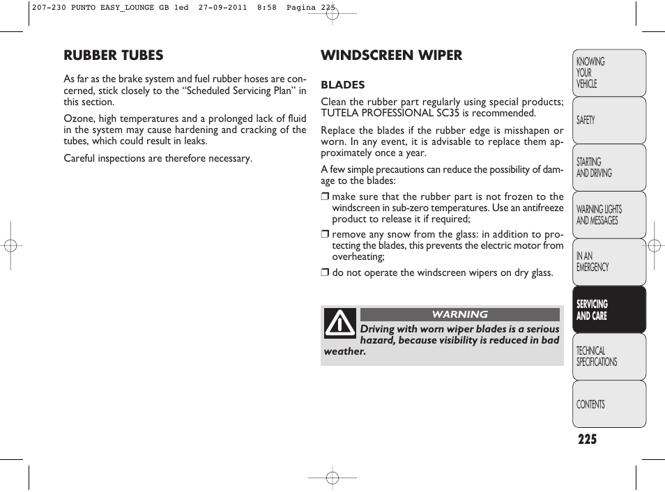 FIAT Punto 2012 User Manual | Page 227 / 267