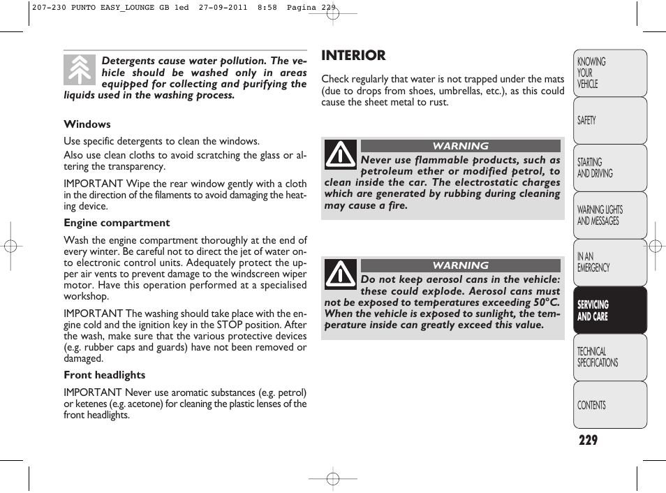 FIAT Punto 2012 User Manual | Page 231 / 267