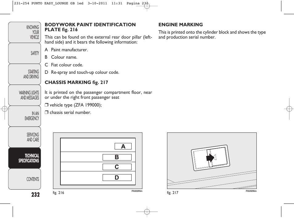 FIAT Punto 2012 User Manual | Page 234 / 267