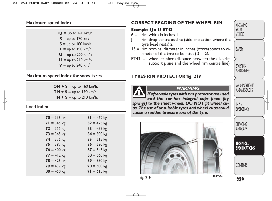 FIAT Punto 2012 User Manual | Page 241 / 267