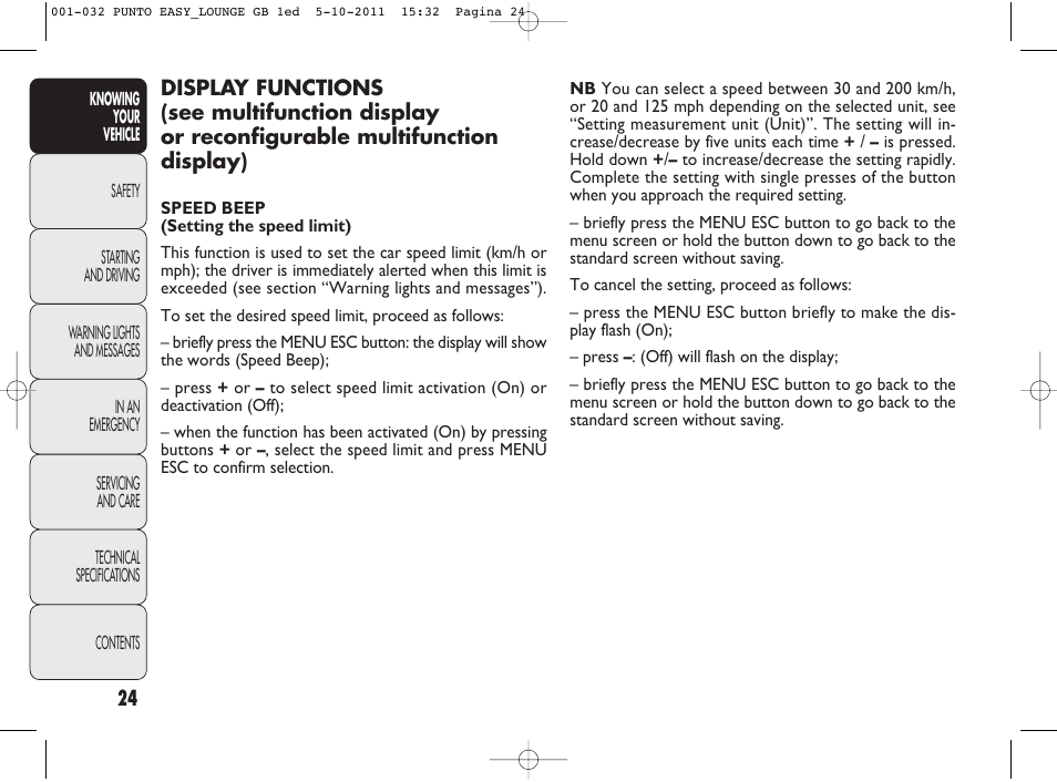 FIAT Punto 2012 User Manual | Page 26 / 267