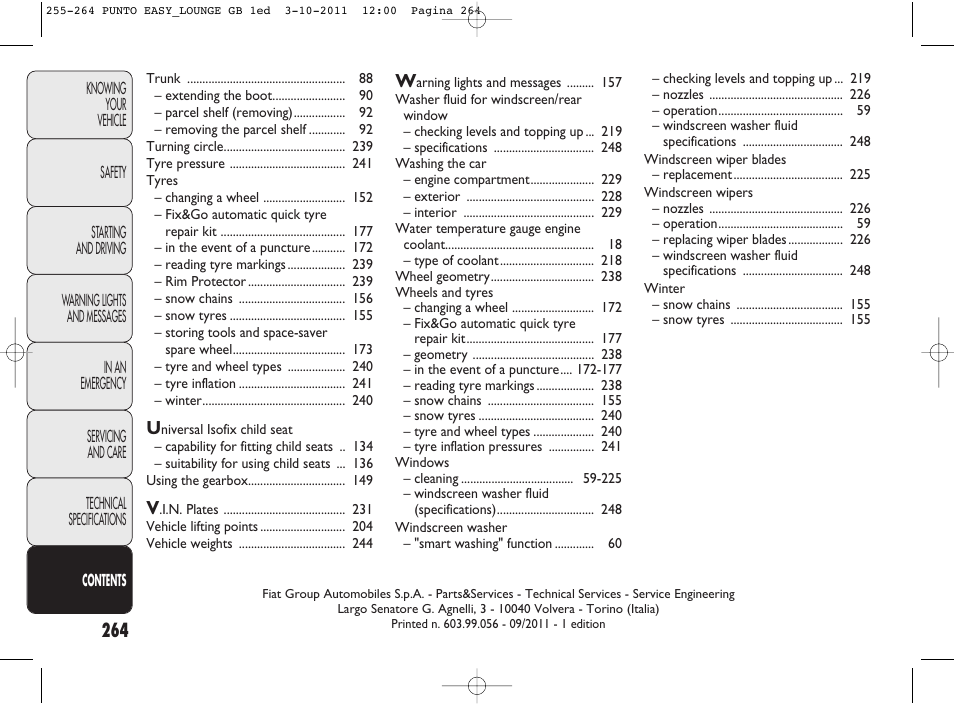 FIAT Punto 2012 User Manual | Page 266 / 267