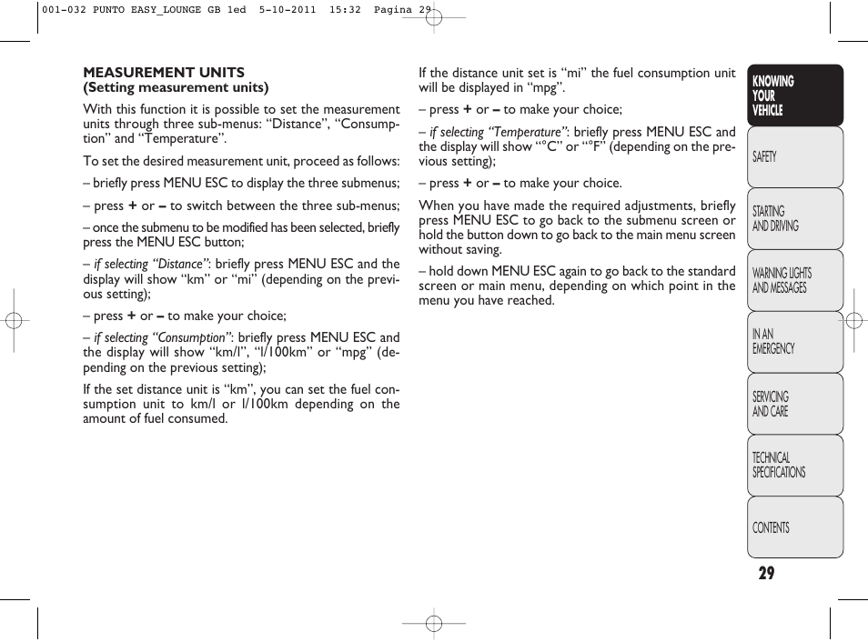 FIAT Punto 2012 User Manual | Page 31 / 267