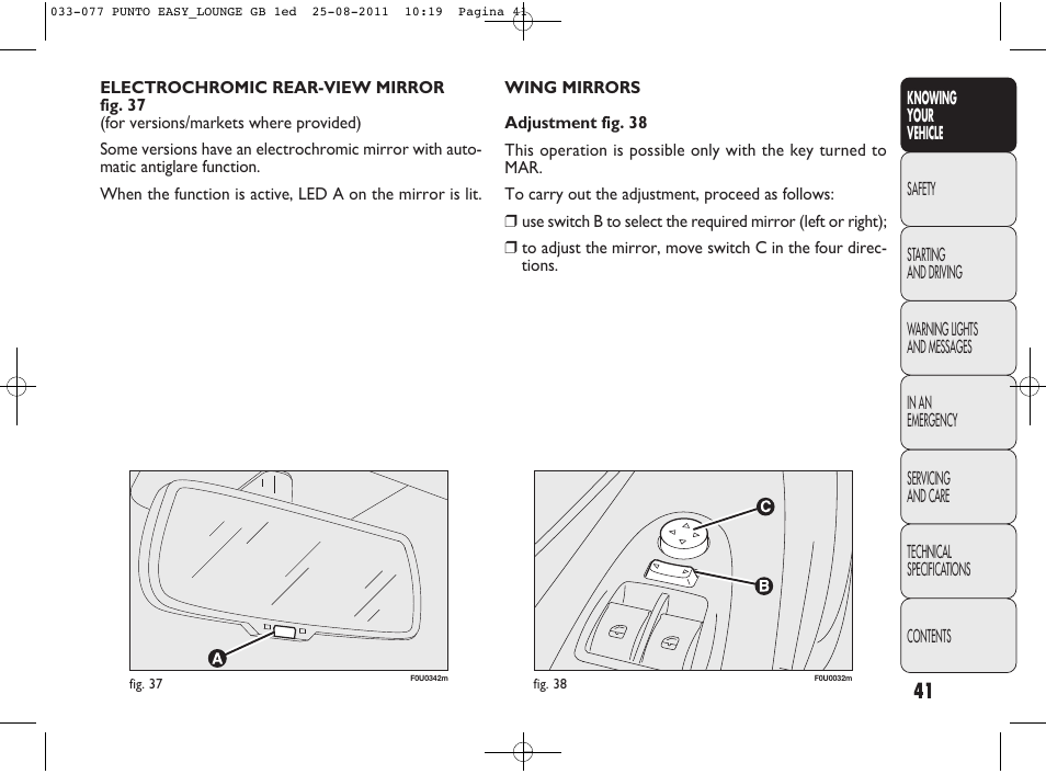 FIAT Punto 2012 User Manual | Page 43 / 267