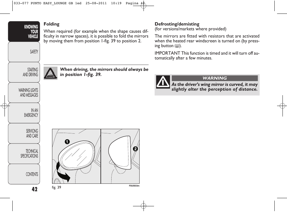 FIAT Punto 2012 User Manual | Page 44 / 267